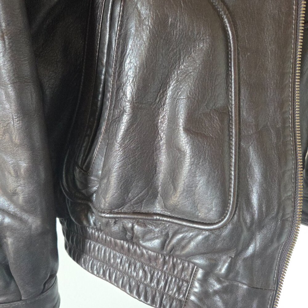 Banana Republic Vintage Leather Bomber Jacket made in Korea Size 40 - Picture 2 of 11